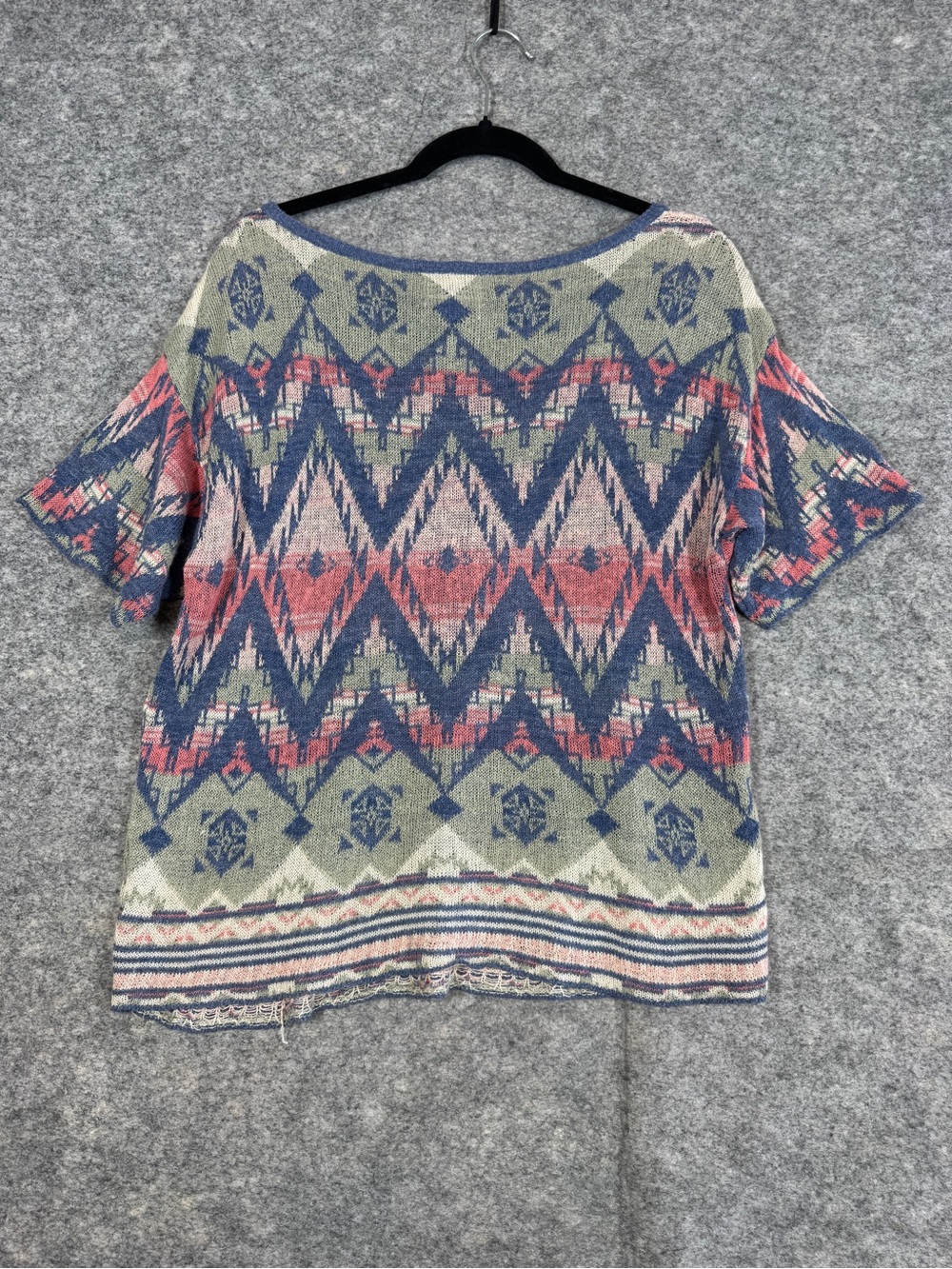 Denim & Supply Ralph Lauren Cotton Blend Aztec Knit Top Blue Small Boho Festival - Picture 8 of 14